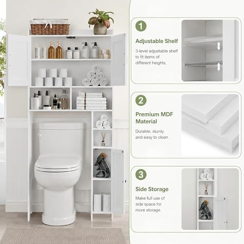 Homhedy Wooden Over The Toilet Storage Cabinet with Barn Door - Image 4