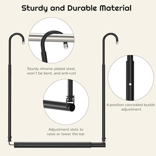 Hanging Closet Rod Adjustable Width Height Closet Rods For Hanging Clothes Black 2 Pack Closet Extender Hanging Rod Clothes Space-Saving Hanging Bar Organizer - Image 4