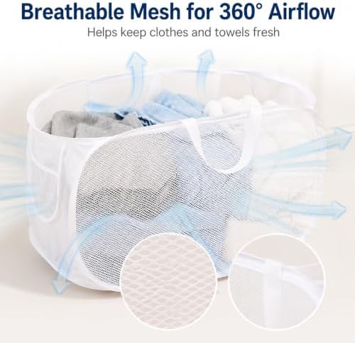 5 Pack Collapsible Pop Up Mesh Laundry Baskets with Handles - Image 5