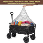 Elastic Mesh Cargo Net for Folding Wagon, Heavy Duty Stretch Storage Cover with 6 Hooks for Beach Cart, Garden Utility Trolley Accessories, 35.5 x 23.6 Inch Black - Image 2