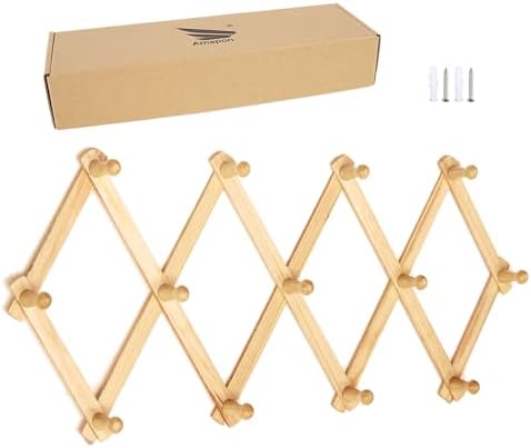 AMAPON Accordion Wall Hanger Expandable Coat Hat Rack 13 Peg Hook Mug Cap by AMAPON