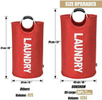 DOKEHOM 125L X-Large Laundry Basket Bag, Collapsible Tall Hamper, Red - Image 3