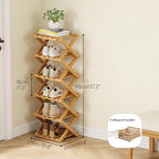 Vertical Narrow Shoe Rack, 6 Tier Portable Folding Shoe Storage Rack, Without Installation Free Standing Shoe Rack for Corridors, Bedrooms Living Room Corner and Small Spaces (6 Tier) - Image 2
