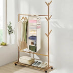 MAX Houser 6 Tier Shelf Hanging Closet Organizer with 2 Widen Straps, Beige | foldable lightweight fabric closet storage, space-saving design for Bedroom, Closet Hanging Shelf for Storage - Image 2