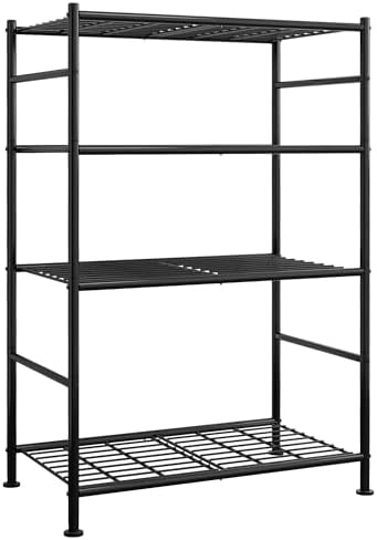 Sakugi Storage Shelves - 4 Tier Shelf Organizer, Heavy Duty Garage Shelving Unit with Leveling Feet, Stable Metal Shelves Organizer for Pantry, Kitchen and Closet, 33.0" W x 12.6" D x 57.2" H, Black by Sakugi