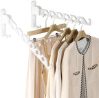 Dr.DJ Wall Mount Coat Hanger Holder White Clothes Drying Organizer Rack Garment Hooks Aluminium Retractable Folding Indoor Wall Mounted Hanger Space Saver for Laundry Room Bedroom White 2Pack by DrDJ