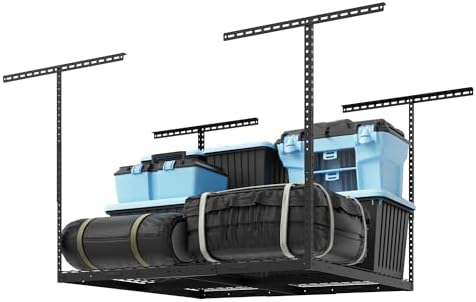 FLEXIMOUNTS 4x4 Overhead Garage Ceiling Storage Rack Organization, Black by FLEXIMOUNTS