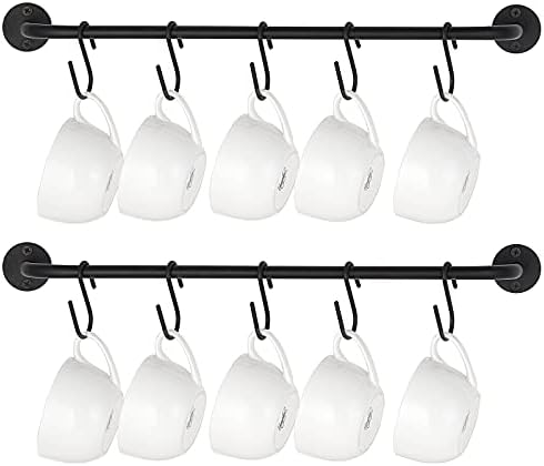 Mkono Wall Mounted Mug Holder, Coffee Cup Hanger Rack with 10 Hooks, 2 Pack by Mkono