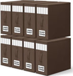 WOWBOX Sheet Organizers and Storage,Closet Bed Sheet Organizer Under Bed Storage and Organization with Label Cards & Clear Window for Bedding Sheets,Duvet Covers,Blankets (8 Pack，Brown) by WOWBOX