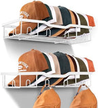 KEETDY Metal Hat Racks for Baseball Caps Wall Hat Organizer Fit 20 Caps Holder, 2 Packs Sturdy Wall Mounted Hat Storage Organizer, White by KEETDY