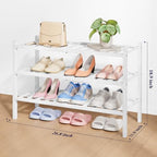 Kitsure Bamboo Wooden Shoe Rack for Closet, 26.8" Wide - 3 Tiers, White - Image 2