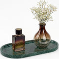 YKAJO Jade Green Oval Marble Tray, 11.8x5.9 Vanity Perfume Organizer Dish by YKAJO