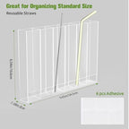9.6” Large Acrylic Straw Holder for Cabinet Door - 6 compartments, easy to clean, Reusable Tumbler Straw Organizer Storage, Small Kitchen Accessories Container, Ultra Sticky Cupboard Door Mounted - Image 3