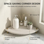 Corner Counter Shelf, Water Absorbing Stone Drying Tray Mat for Kitchen & Bathroom Sink, Diatomaceous Gold Faucet Coaster Soap Dish Rack Riser Dispenser Sponge Holder, Beige, 8.5" x 8.5" - Image 2