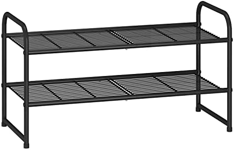 Simple Trending 2-Tier Stackable Shoe Rack, Black by SimpleTrending