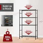 Sakugi Storage Shelves - 4 Tier Shelf Organizer, Heavy Duty Garage Shelving Unit with Leveling Feet, Stable Metal Shelves Organizer for Pantry, Kitchen and Closet, 33.0" W x 12.6" D x 57.2" H, Black - Image 2