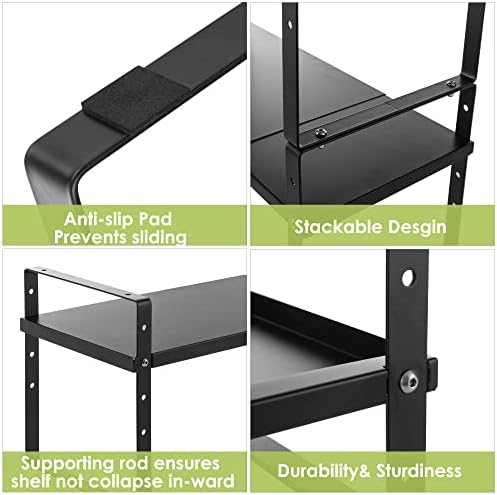 Across-Star Expandable Cabinet Shelf Organizer Rack, Stackable Kitchen Counter Storage Shelves Stand, Adjustable Height Pantry Shelf Spice Rack (Black, 1 Pack) - Image 6