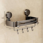 VOLPONE Shower Caddy Suction Cup, 1 Pack Corner Shower Shelves No Drilling, Showers Organizer Storage with Towel Bar & Removable Hooks, Bathroom Shower Shelf Rack for Inside Showers - Image 2
