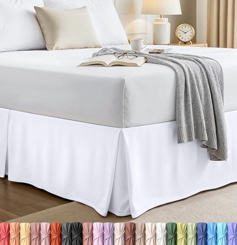Utopia Bedding Full Bed Skirt - Soft Quadruple Pleated Ruffle - Easy Fit with 16 Inch Tailored Drop - Hotel Quality, Shrinkage and Fade Resistant, White by UTOPIABEDDING