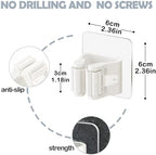 3-H 40 Pack Self Adhesive Broom Holder Wall Mount - Heavy Duty No Drill Broom Organizer for Garage Closet Kitchen, Plastic Storage Rack for Brooms Mops Tools, Peel and Stick Adhesive, White - Image 3