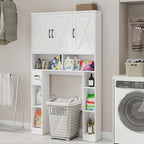Vabches Over The Toilet Storage Cabinet with 3 Barn Doors.White - Image 5