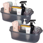 Large Cleaning Supplies Caddy Portable Shower Caddy Basket Clear Grey 2Pk by JiatuA