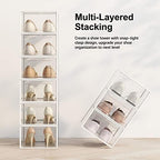 SEE SPRING X-Large Shoe Storage Box Fit Size 11, Clear Plastic Stackable Shoe Organizer for Closet, Space Saving Foldable Shoe Rack Sneaker Container Bin Holder, 12 Pack Clear - Image 4