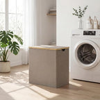 efluky Double Laundry Hamper with Lid and 2 Removable Bags, Brown - Image 6
