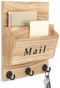 Mail and Key Holder, Wall Key Holder with 2 Mail Organizer Slot and 3 Hooks by Lucundm