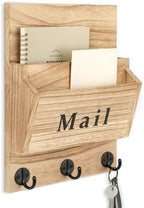 Mail and Key Holder, Wall Key Holder with 2 Mail Organizer Slot and 3 Hooks by Lucundm