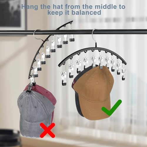 Yecuip Hat Hangers for Closet,Hat Organizer Racks for Base Ball Caps 2 Pack - Image 3