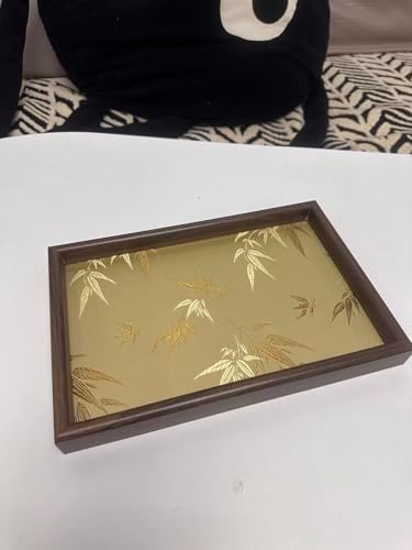Bamboo Embroidered Decorative Tray - Wooden Catchall Tray for Dresser, Nightstand, Entryway Table, Jewelry, Keys and Small Items - Image 4