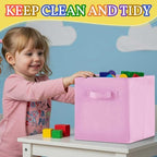 Yinder 4 Pcs Cube Storage Bin 10.5''x10.5''x11'' Storage Bins for Playroom Decor Colorful Bins for Kids Purple Foldable Baskets for Nursery Organizer Boxes Fabric Boxes(Blue, Purple, Pink, Rose Red) - Image 3