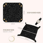 PU Leather Jewelry Valet Tray, Portable Catchall Tray for Keys, Wallet, Watch,Travel Jewelry Tray Organizer for Nightstand Desk Entryway Home Decor Gift for Women Men Black Leopard Print - Image 5