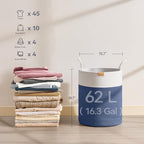 Nunsino Laundry Hamper 62L,Large Laundry Basket for Clothes,Decorative Storage Basket for Blankets,Cotton Rope Woven basket for bedroom,Navy Blue - Image 6