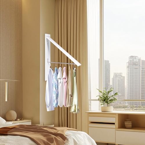 Ithywat Retractable Clothes Drying Rack,Space Saver Wall Mounted Folding Hanger for Laundry Room,Closet Storage Organization,Easy Installation Aluminum Dryer White - Image 4