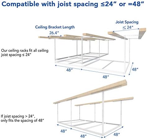 FLEXIMOUNTS 4x8 Overhead Garage Storage Rack, Without Decking, White - Image 6
