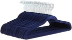 Amazon Basics Slim Velvet Non-Slip Space Saving Suit Clothes Hangers for Closet Organization, Navy Blue/Silver, 50-Pack by AmazonBasics