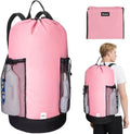 BALEINE 120L Laundry Bag Backpack, 900D Oxford Fabric Large Travel Laundry Bags with Shoulder Straps and 2 Mesh Pockets for College Dorm, Apartment, Laundromat (Pink, 120L) by BALEINE