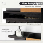 Key Holder for Wall Mount with Mail Organizer, Farmhouse Key Holder for Wall with Shelf, Chalkboard&Corkboard, Entryway Organizer 11 Metal Hooks, Decorative Natural Pine Wood, 14.6*11.1*3.3”, B-Black - Image 2