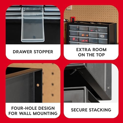 IRIS USA 24-Drawer Plastic Storage Cabinet, Teacher Toolbox, Garage, Black - Image 4