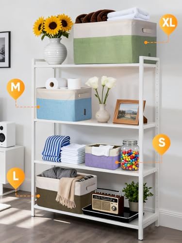 BALEINE 1 Pack Fabric Closet Storage Bins for Shelves, Linen Closet Organizers and Storage, Decorative Baskets for Organizing, Shelf, Clothes, Home, Office (Grey, 17''x13''x10.5'') - Image 4