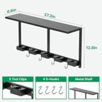 CCCEI Broom and Mop Wall Mount with Shelf, Laundry Room Cleaning Tools Organization Hanging Rack with Hooks, Bathroom, Garage, Garden Organizers and Storage. All Metal, Black, 1 Pack. - Image 7