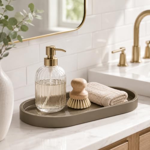 12" Bathroom Counter Tray,Vanity Tray,Decorative Tray,Perfume Tray,Jewelry Tray, Coffee Table Tray,Soap Tray, Thickened Small Tray for Makeup,Perfume,Candles,Keys,Trinkets,Coffee,1 Pack - Image 5