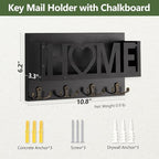 Wall Mount Mail and Key Holder, Wooden Mail Organizer with 4 Double Hooks, Black Metal Letters, Farmhouse Home Decor, Entryway Storage, 10.8 x 3.3 x 6.2 Inches - Image 6
