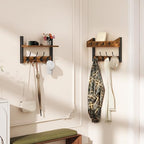 31.5" Coat and Key Rack Wall Mount with Shelf, Rustic Brown, HWS007H-2 - Image 3