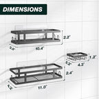 Youvip Adhesive Shower Caddy, Black, 3 Pack - Image 2