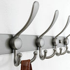 Dseap Coat Rack Wall Mount - 29.5” Long 8-Tri-Hooks Heavy Duty Coat Hanger Rail Wall Hooks for Hanging Coats Hats Clothing Clothes Purse Mudroom Entryway, Gray, Pack of 2 - Image 2