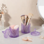 rejomiik 2 Pack Qtip Holder Apothecary Jars with Lid, Thick Glass, Purple - Image 5