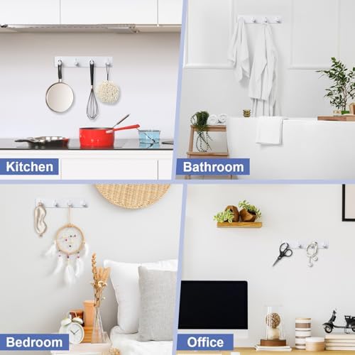 Key Holder with 4 Hooks,Adhesive Key Hanger Organizer for Wall Mount - Image 4